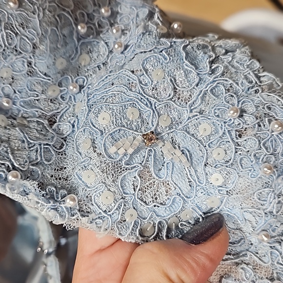 Size 10 "light blue" lace & tulletwo piece prom/evening gown by Sherri Hill NWT - Picture 7 of 12